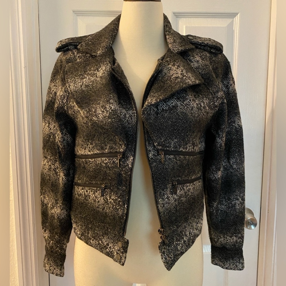 Karl Lagerfeld Black and Gray Fitted Blazer